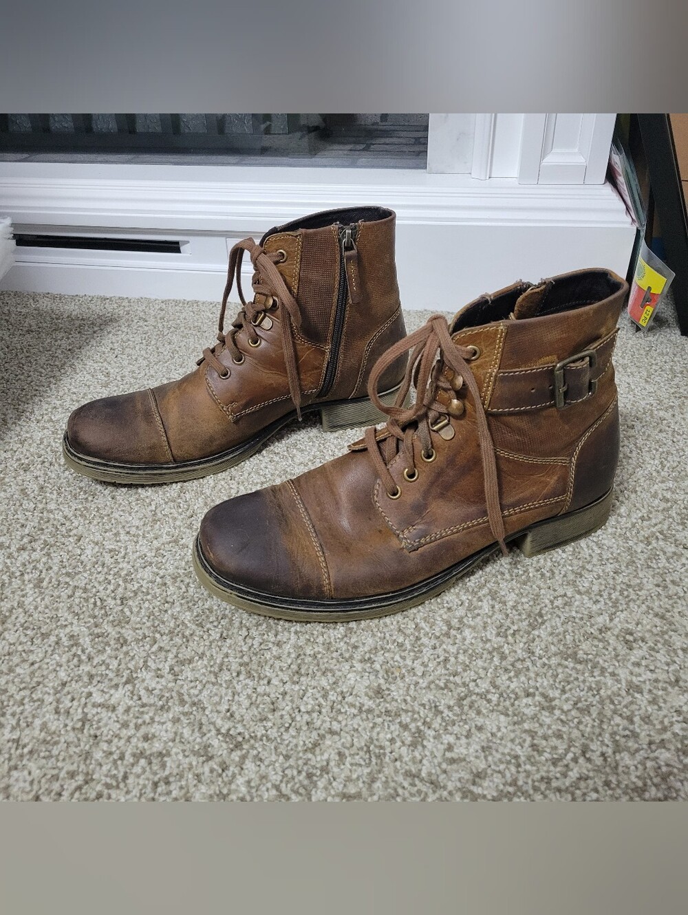 ROAN by Bed STU Men's Dean Boots Cap Toe Leather Tan Burnished, Size 10